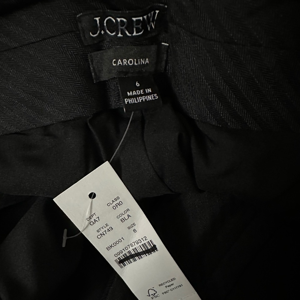 NEW J. CREW Carolina Pant in Wool-blend Flannel Wide Leg Slacks in Black Size 6 - Picture 6 of 6